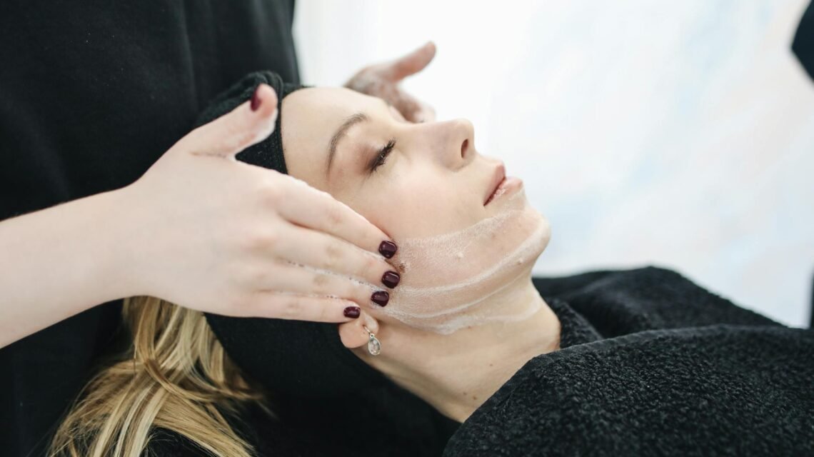 woman having facial care