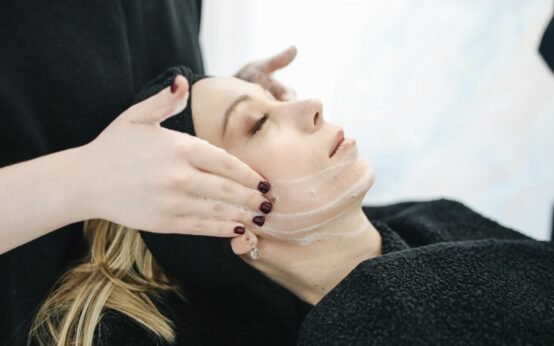 woman having facial care