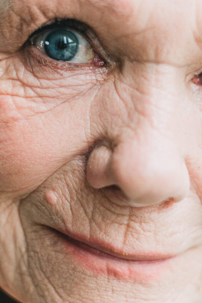 extreme close up photo of an elderly person s eye