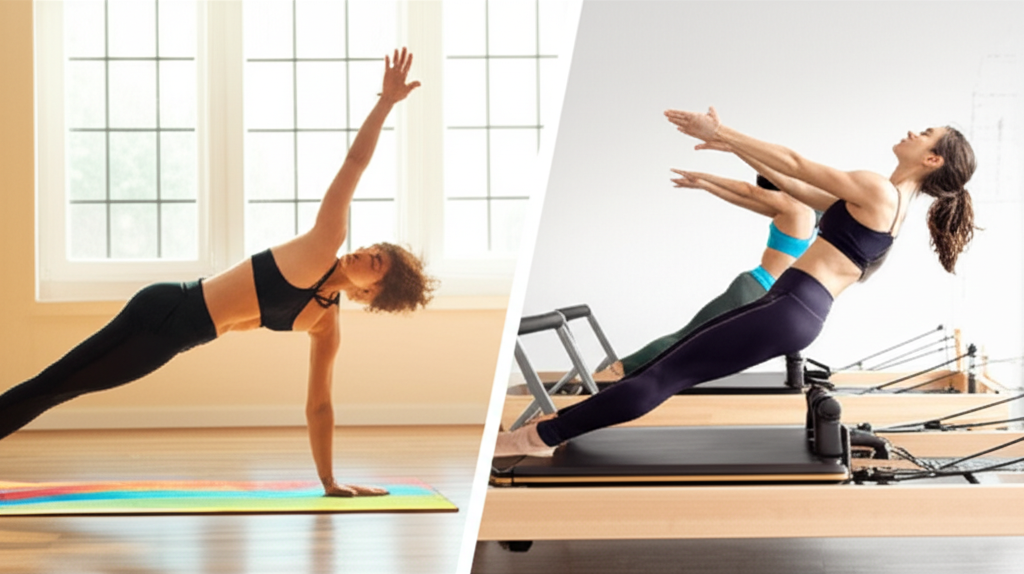 Generate a high-quality, relevant image prompt for an article about: Yoga vs Pilates Weight Loss: Be