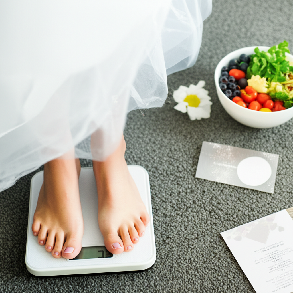 Generate a high-quality, relevant image prompt for an article about: Weight Loss Wedding Plans: **Pr